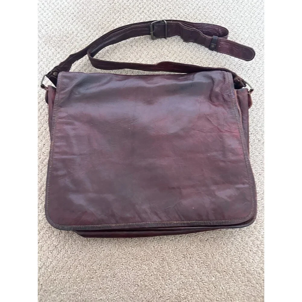 Vintage Leather Messenger Bag‎ Satchel Computer 14 x 12 Supple Custom